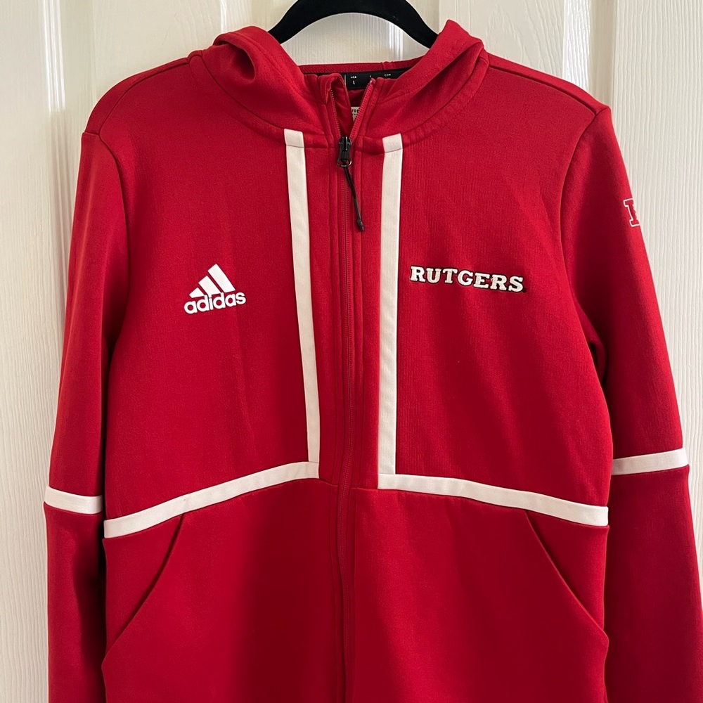 Adidas Scarlet Rutgers Zip-Up Hoodie